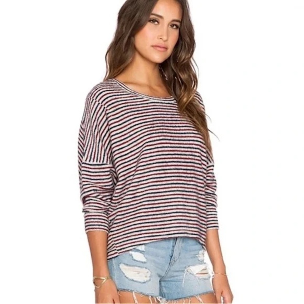 Free People Striped Lightweight Terry Knit Top - Small